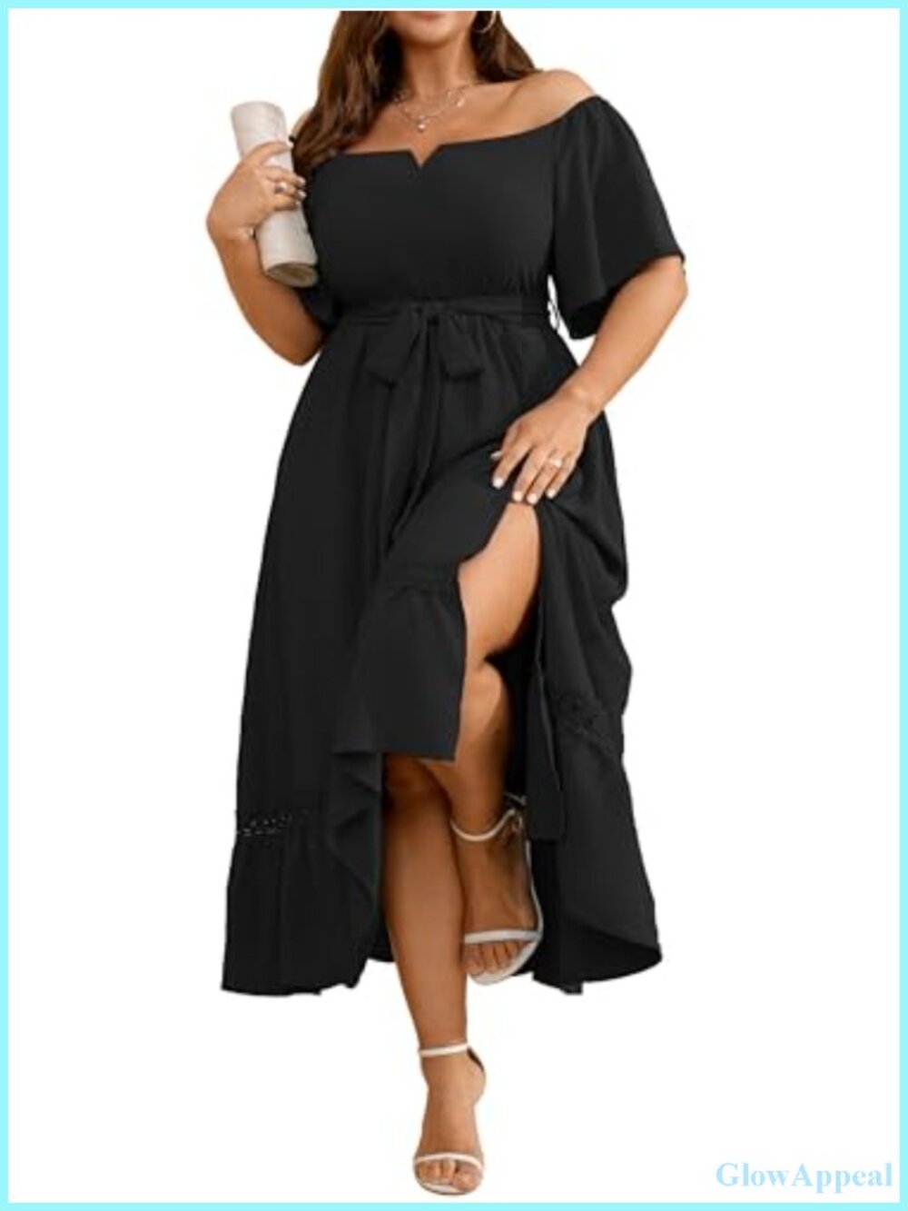 Plus Size Off Shoulder Maxi Dress Sleeveless Wedding Guest Cocktail